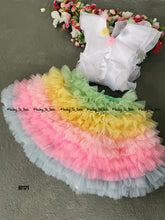 Load image into Gallery viewer, BT171 Party wear Rainbow Theme Crop Top and Skirt for Birthday Dress
