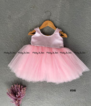 Load image into Gallery viewer, BT245 Pastel Baby Pink Birthday Neck and Bow Frock
